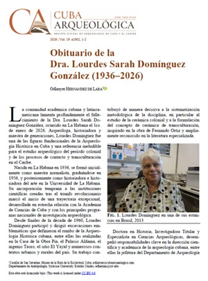 Imagen de la primera página del artículo e2602 Obituario de la Dra. Lourdes Sarah Domínguez González (1936–2026)
