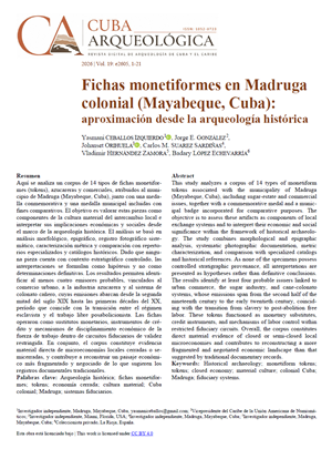 Imagen de la primera página del artículo e2605 Fichas monetiformes en Madruga colonial